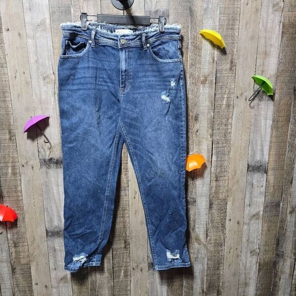 KanCan Distressed High Rise Straight Mom Jeans - Picture 1 of 4